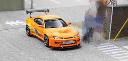 【2台セット】1/64 ムービーカーコレクション（エクリプス緑／S15オレンジ Geocolle 64 #カースナップ22a Urban Street Corner 2 | TOMICA